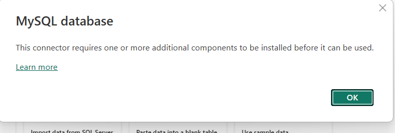 Microsoft Power BI Desktop when trying to connect to a MySQL ...