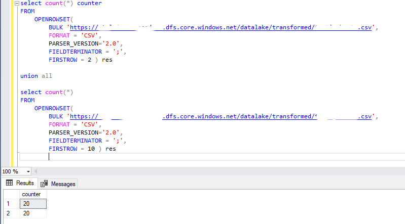 Why does Synapse On-Demand return same row counts when running queries ...