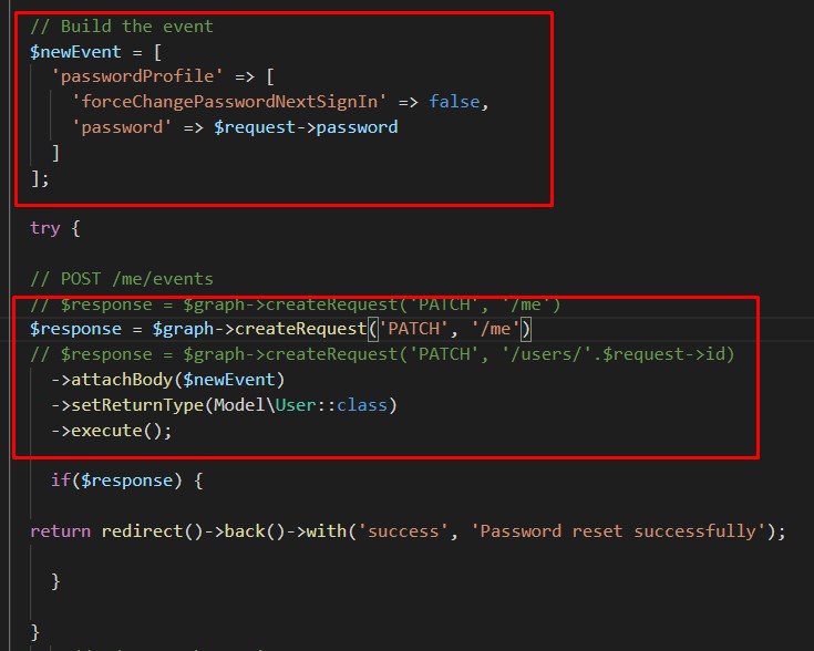 Need to change the password for single user by using Graph API but ...