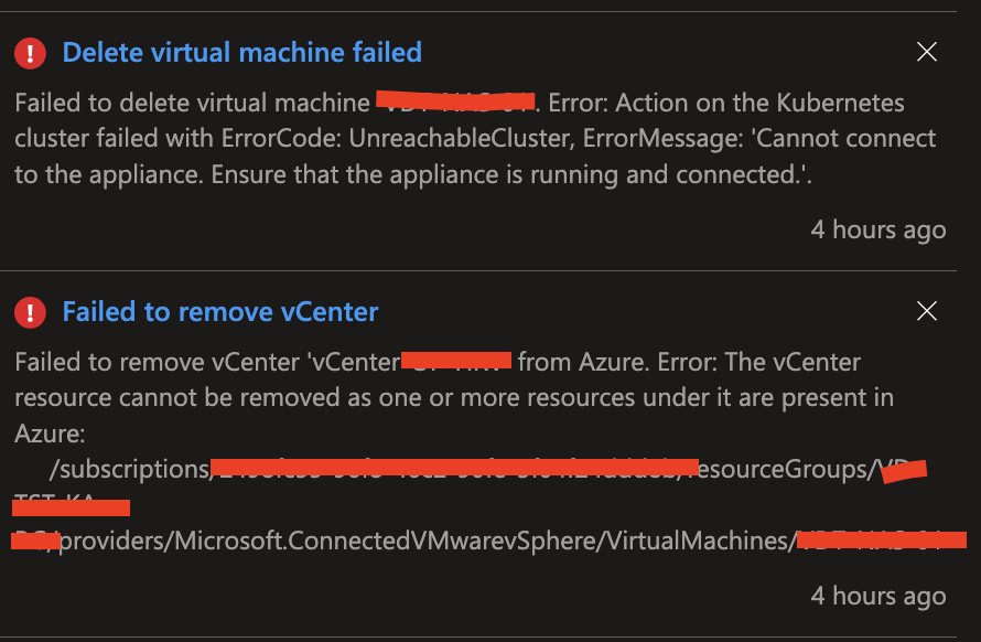 Can't delete VMware vCenter in Azure Arc cause of Azure enabled VM ...