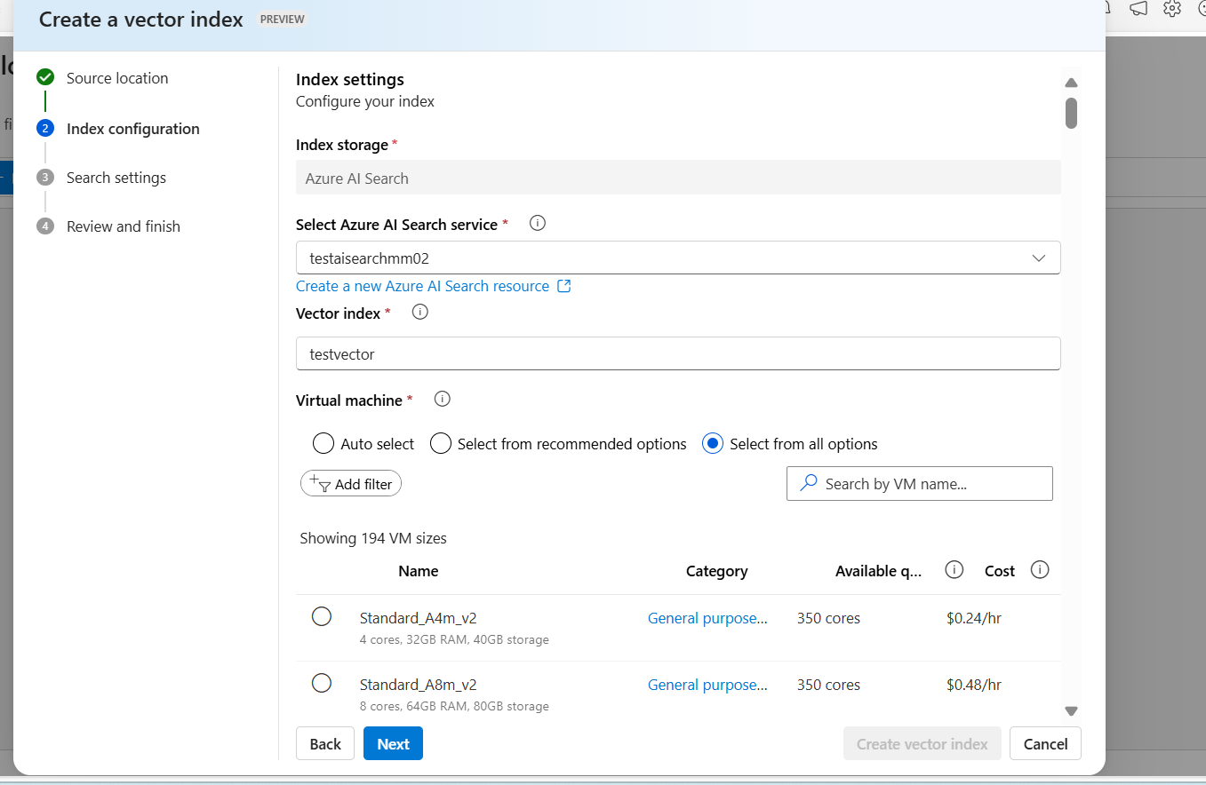 my azure ai index creation terminated unexpectedly - Microsoft Q&A