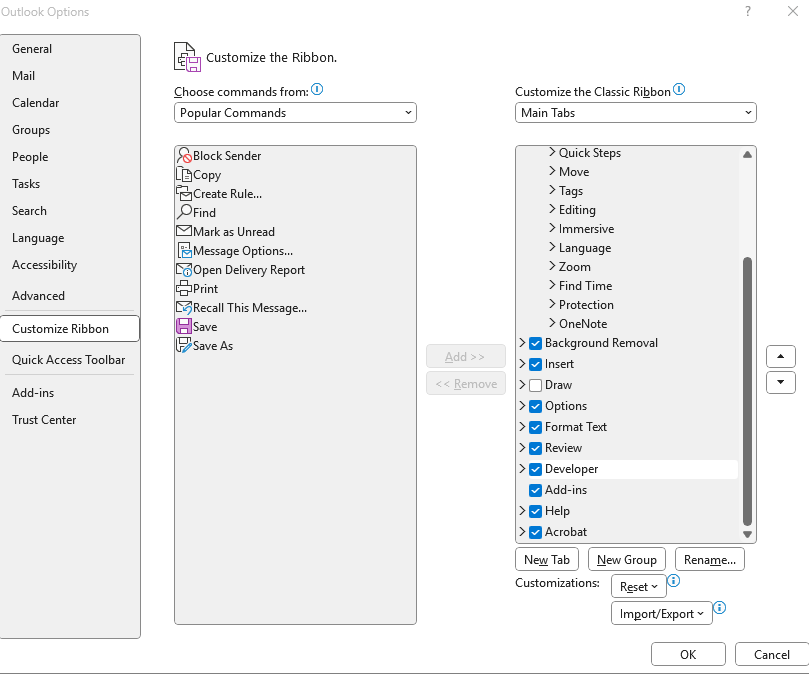 Screenshot-customize ribbon
