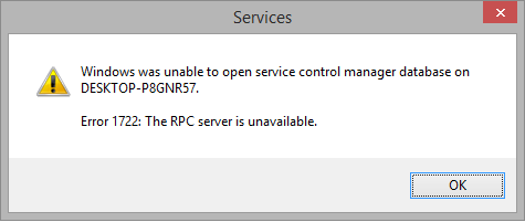 Opening Services.msc gives "Error 1722: The RPC server is unavailable" -  Microsoft Q&A