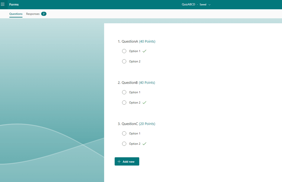 Does Microsoft Form has a pass or fail, or display an incorrect answer ...