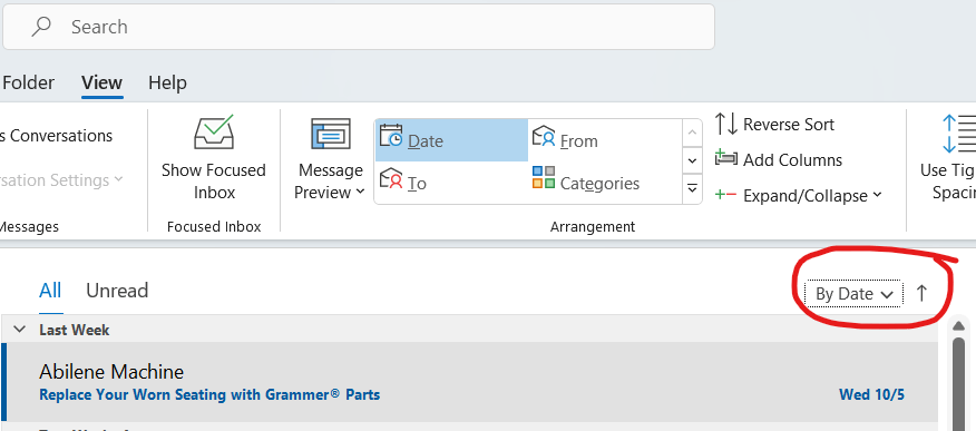 Where is the ‘Sort by’ list in Outlook for Windows 11 - Microsoft Q&A