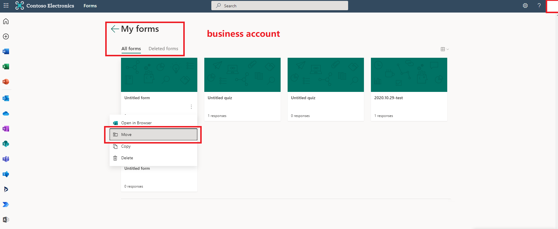 MS Forms - unable to move existing form to a alternative group ...