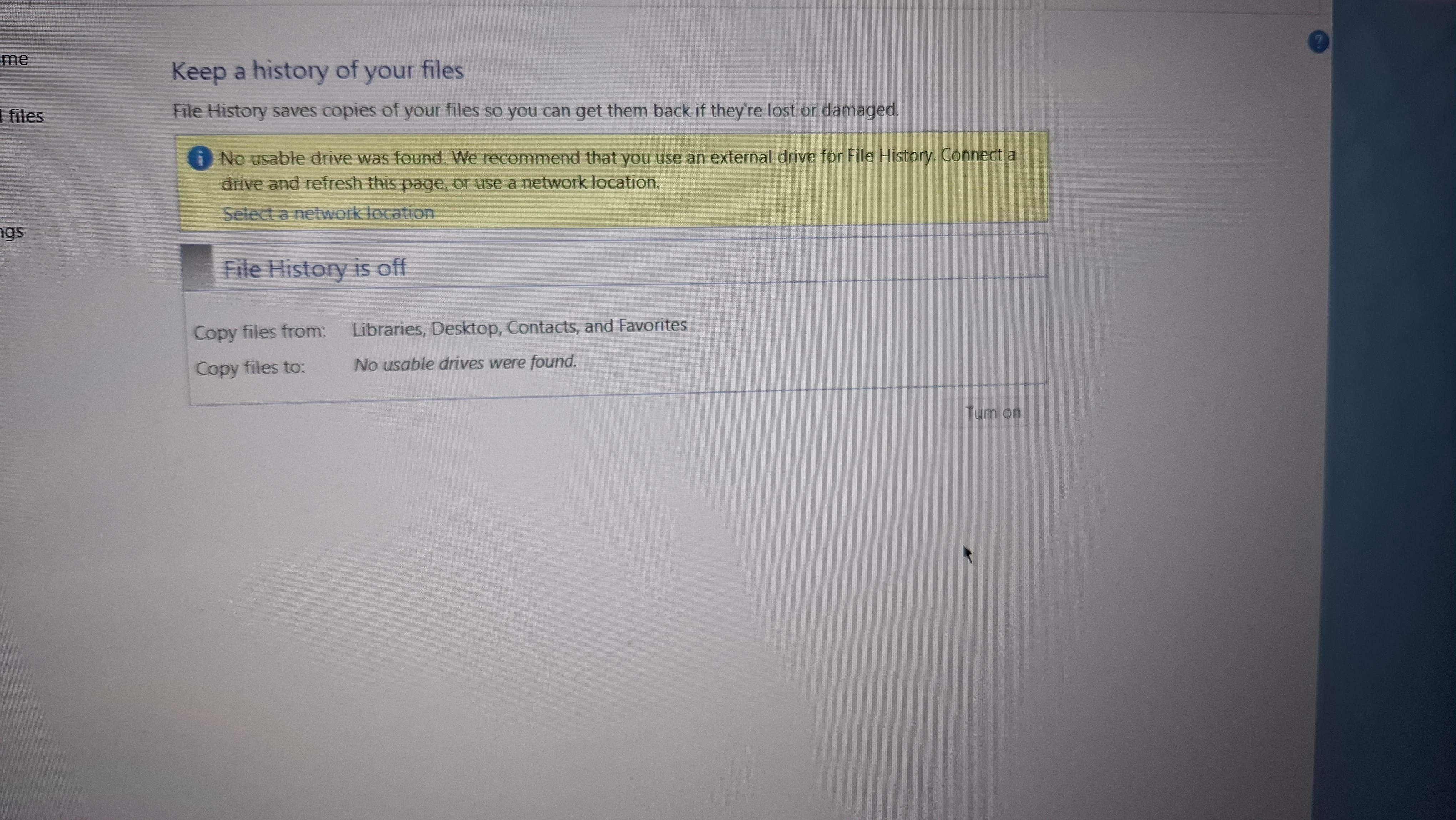 File History Service problem - Microsoft Q&A