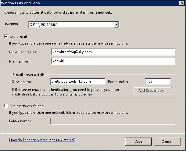 WINDOWS FAX & SCAN - Cannot change scan routing e-mail forwarding ...