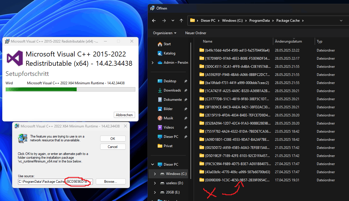 Installationsfehler bei Installation von Microsoft Visual C++ 2015-2022 ...