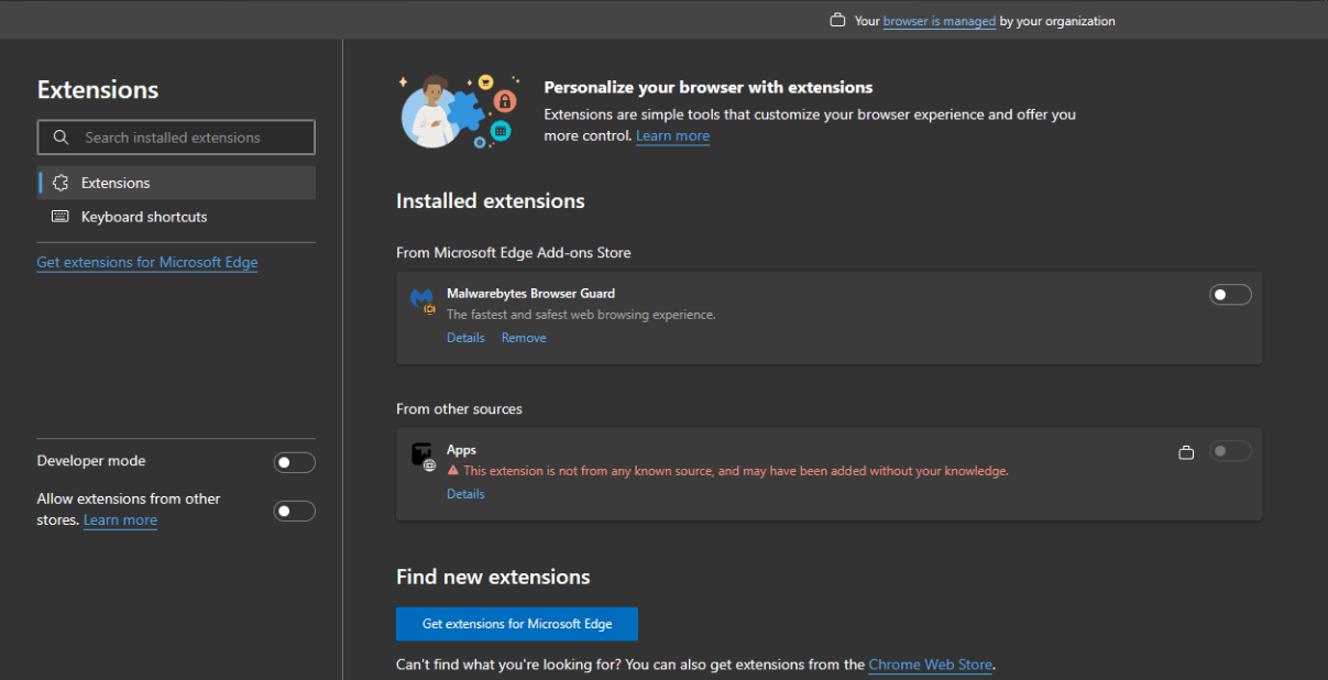 Malware Redirect Extension 