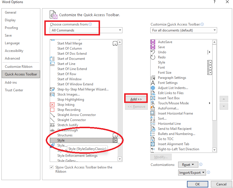 The Styles command buttons have been collapsed by default in the new ...