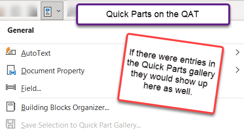 Easily access Quick Parts without going to Insert > Quick Parts ...