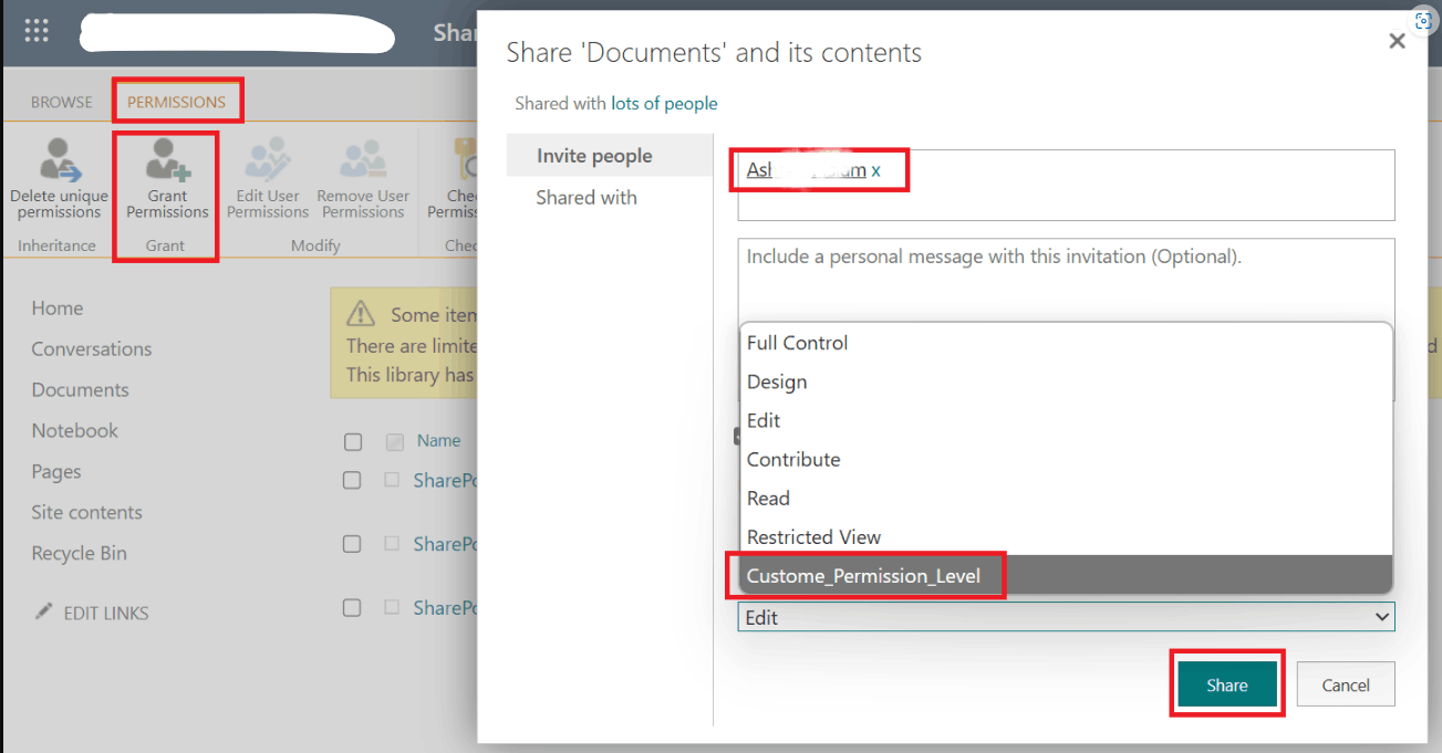 how to do unique permissions for a library list that is different to ...