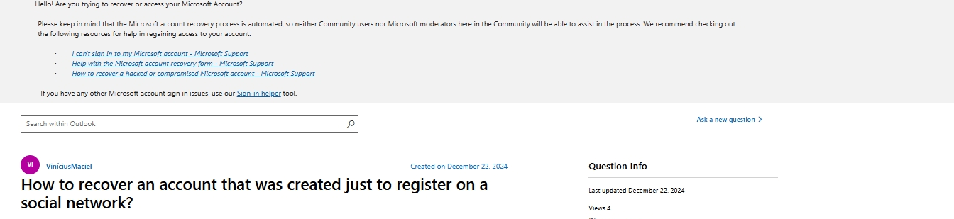 How to recover an account that was created just to register on a social ...