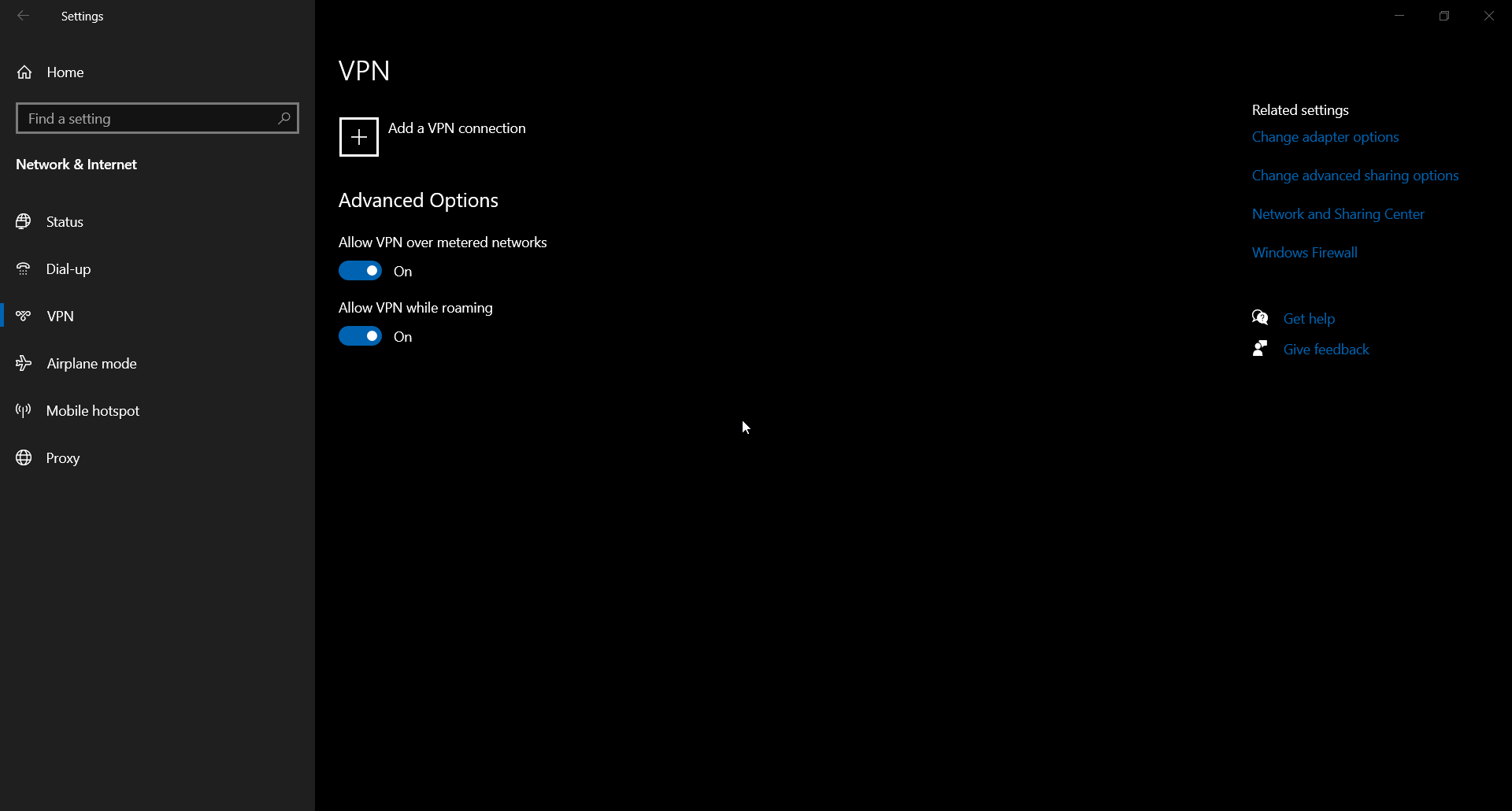 windows 10 no network options