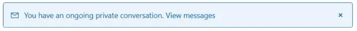 You have an ongoing private conversation. View messages x
