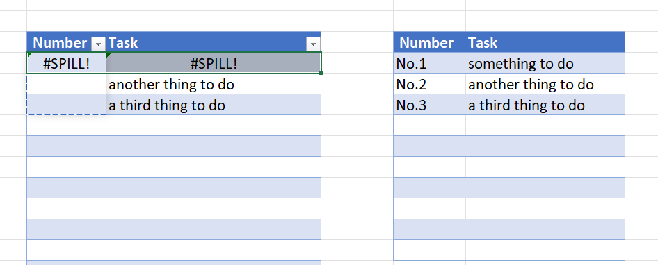 Spill error when working with arrays in a structured format - Microsoft Q&A