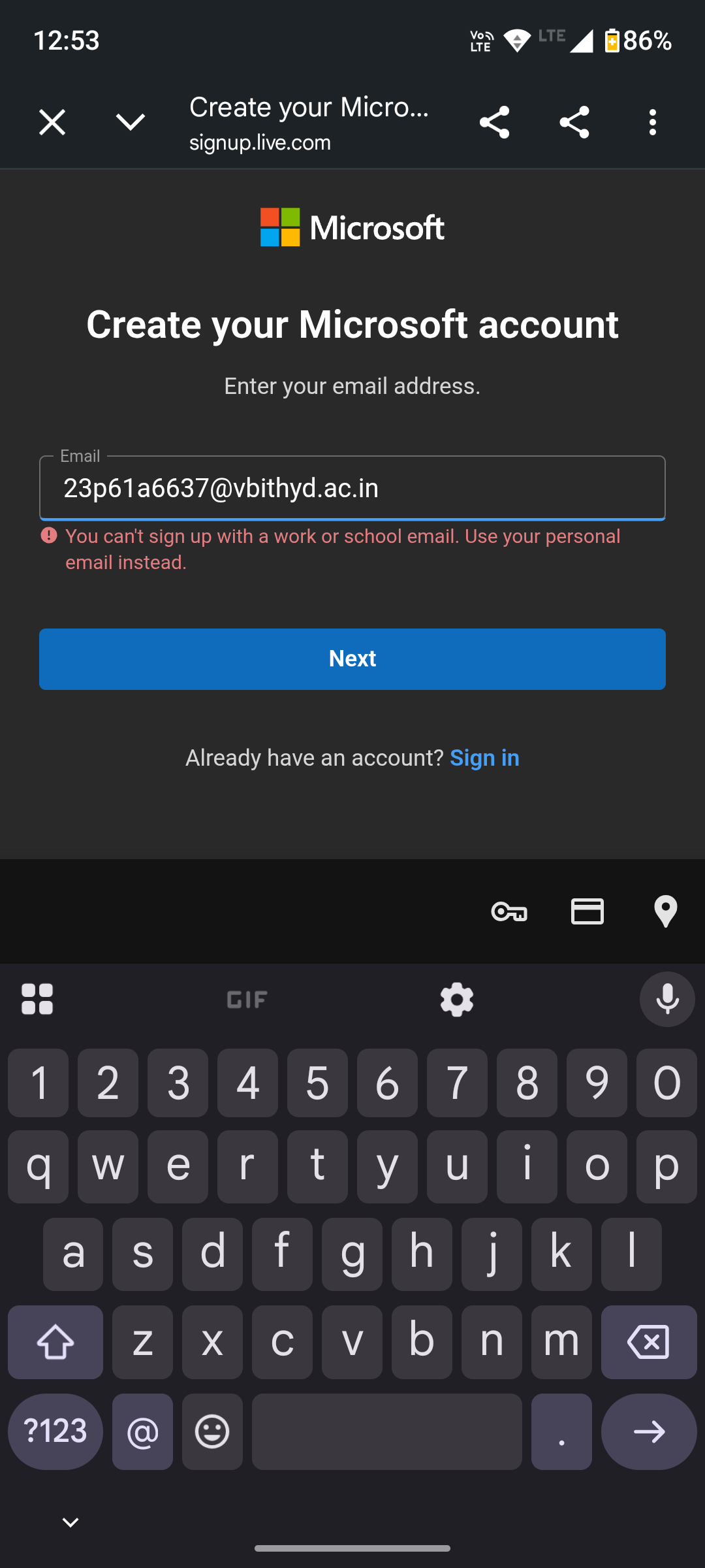I am trying to register for Microsoft Student ambassador program and ...