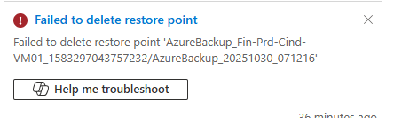 Not able to delete restore point collection - Microsoft Q&A