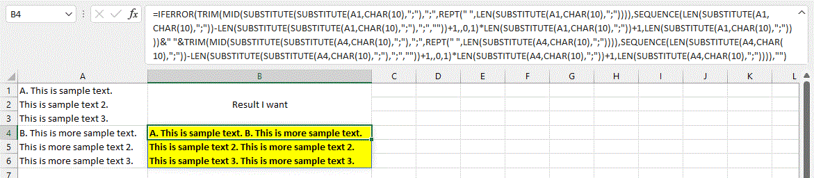 Method to rearrange text to be read horizontally when in a list form ...