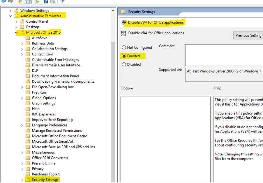 Disabling Macros from Group Policy - Microsoft Q&A