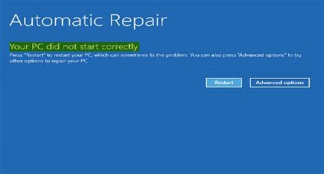 "PC did not start correctly" everytime I tried to boot my PC ...