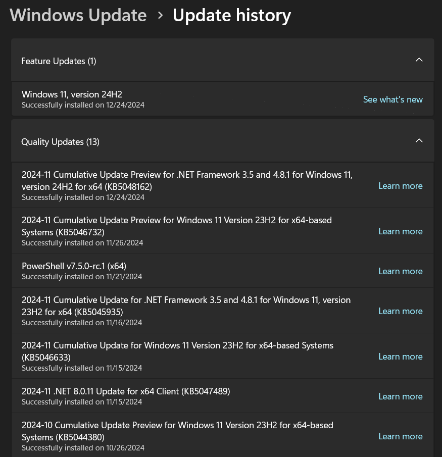 Performance issue on 24h2 update - Microsoft Q&A