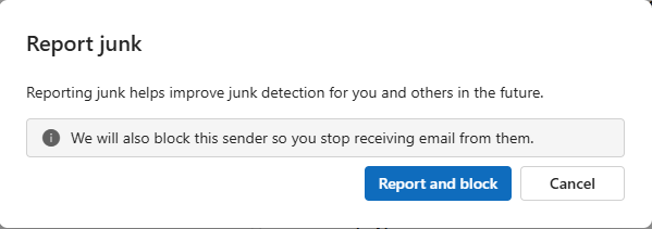can I report junk without blocking the sender? - Microsoft Q&A