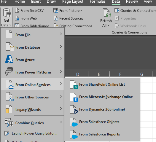 Excel Data Tab Missing the from Online Services Option for Business ...