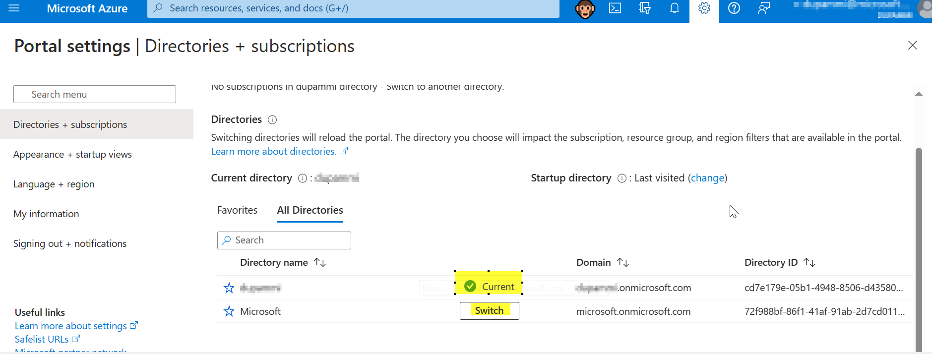 Unable to switch directory in Document Intelligence Studio - Microsoft Q&A