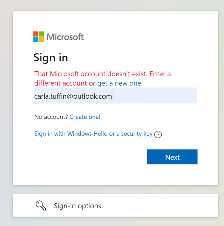 Microsoft account doesnt exist but can't make it as it already exists ...