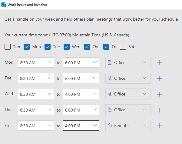Oultlook calendar work week changes not saving - Microsoft Q&A