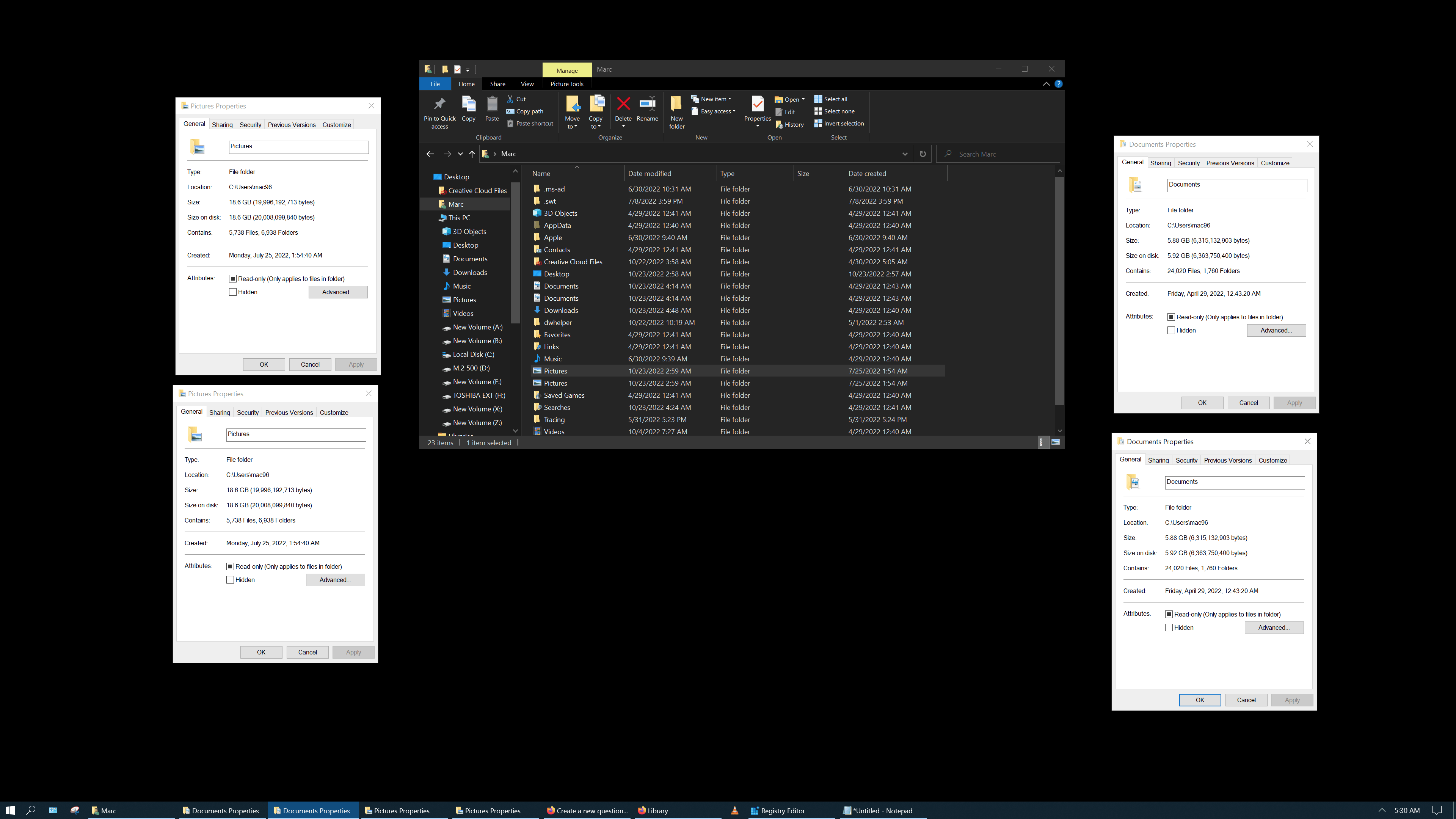 User folder contains duplicate folders after changing location from ...