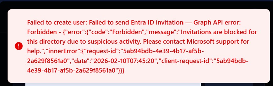 entra id users invitation error