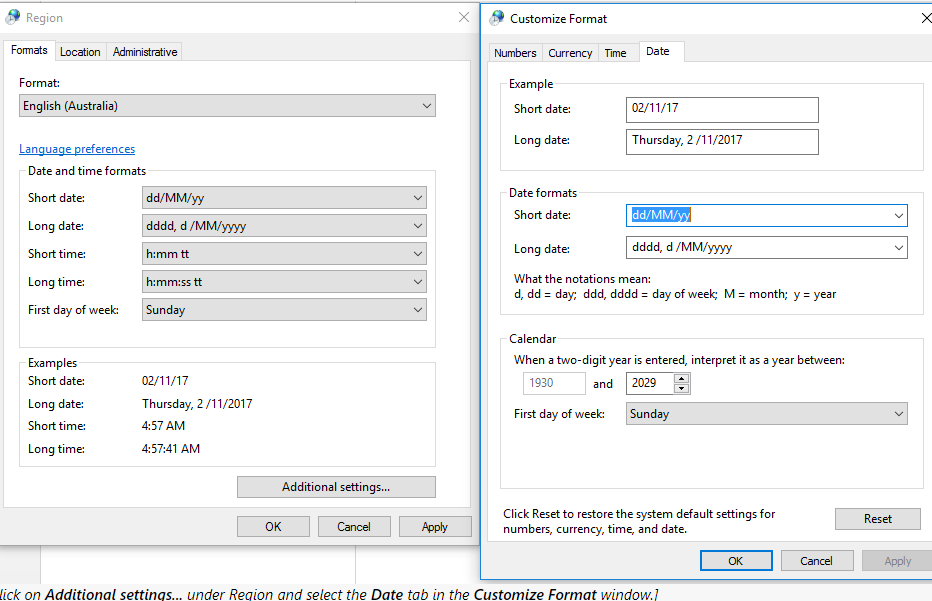 MS Outlook 2016 - email body window date and time display settings ...