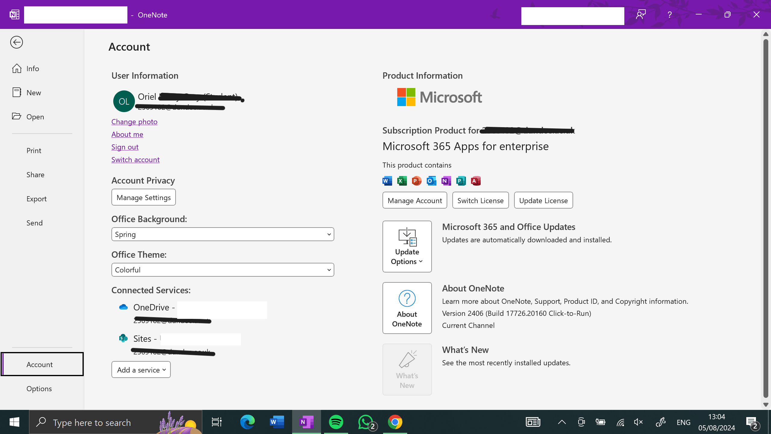 Logged into microsoft 365 account on a new computer but can't access ...