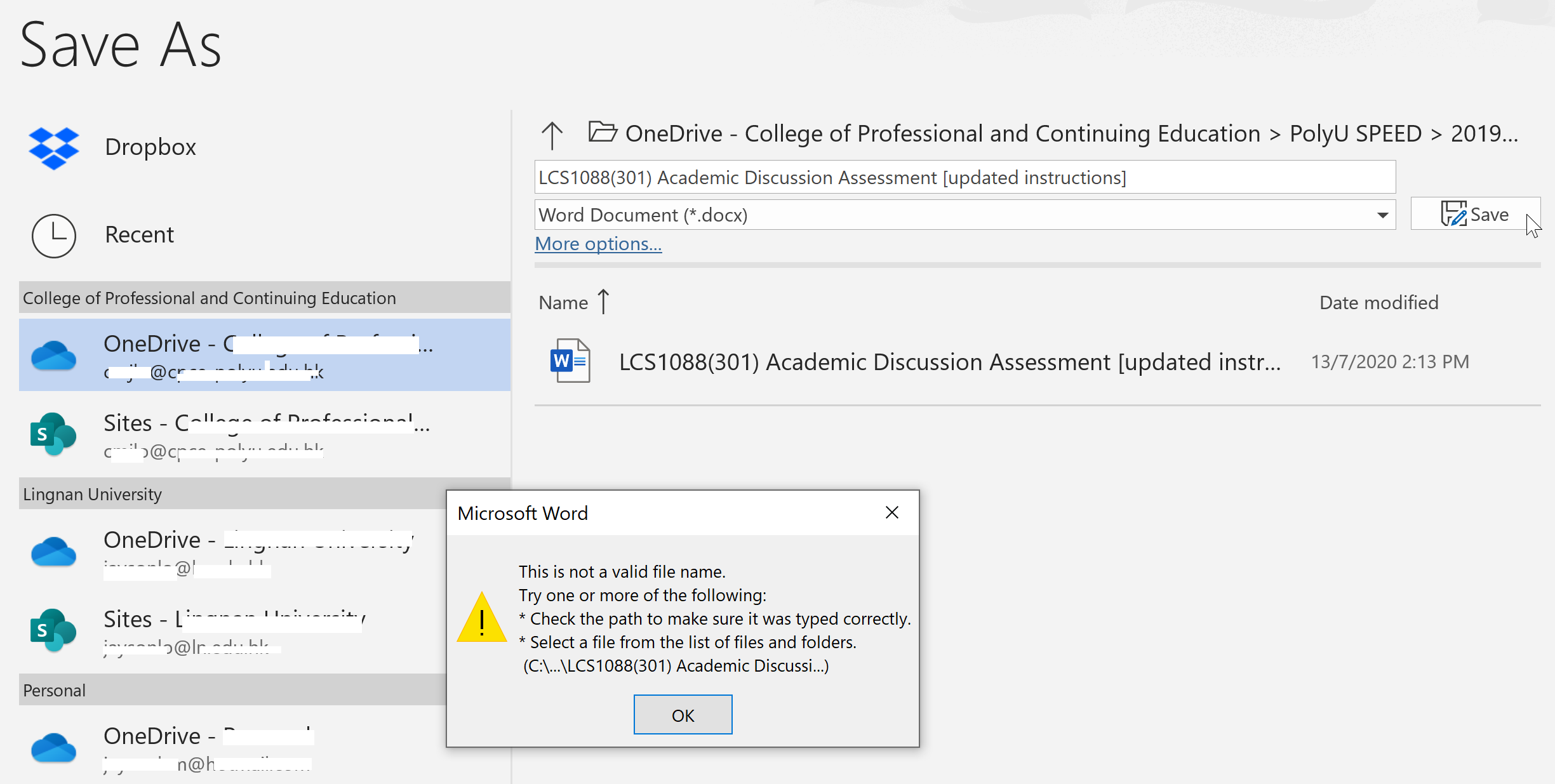 Onedrive file name problem - Microsoft Q&A
