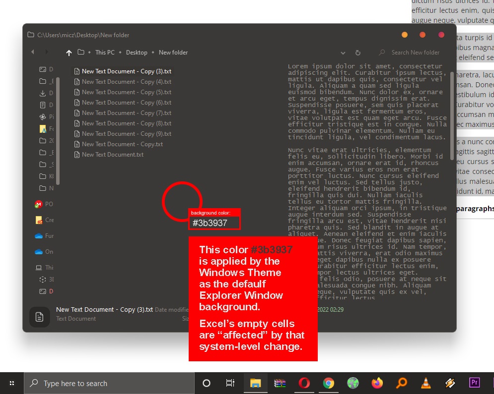 Changed Windows System Theme and now Excel has dark color in empty (non ...
