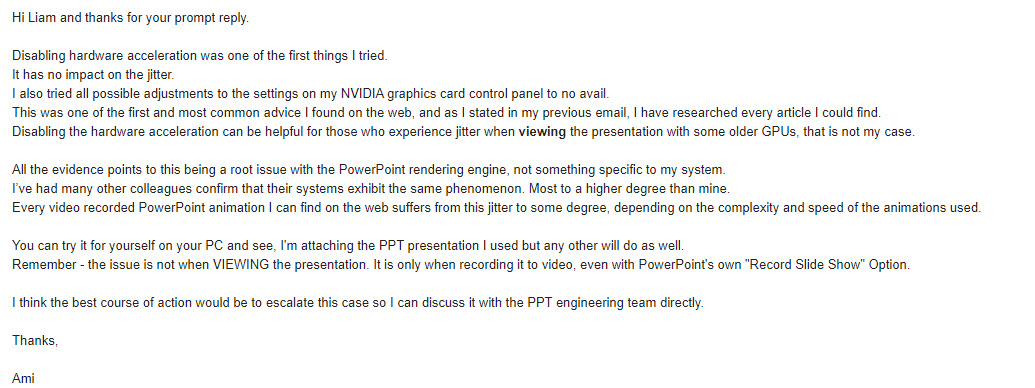 Jitter of video screen captures of PowerPoint 365 animations ...