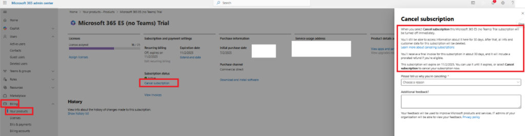 cannot cancel free trial because i cannot access services page ...
