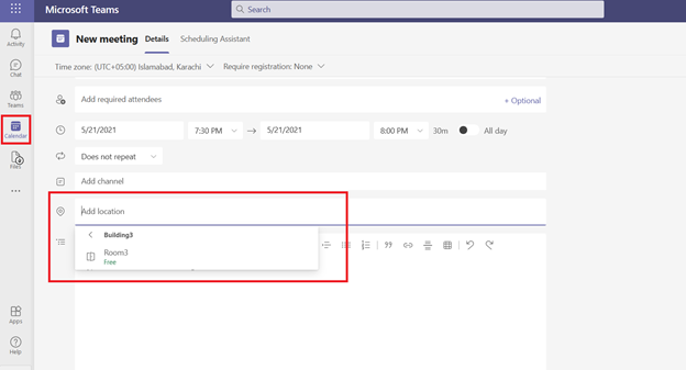 How to show Teams Room Account on Location Column in Microsoft Teams ...