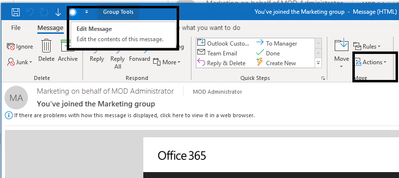 Outlook 365 何處能找到舊版Outlook中 edit message的功能 - Microsoft Q&A