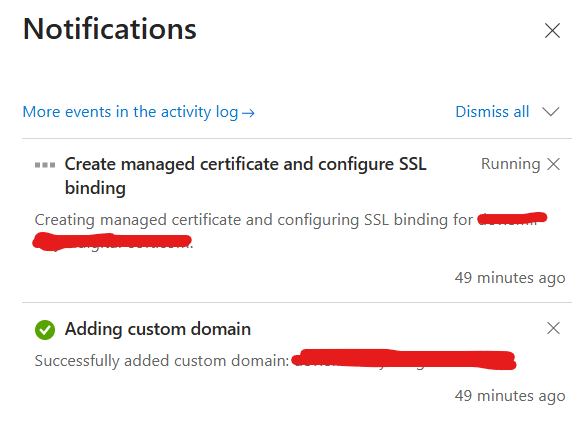 Creating managed certificate and configuring SSL binding for azure ...