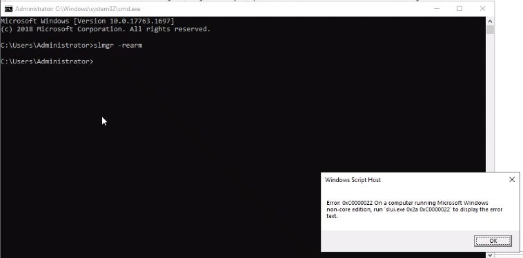 Error 0xC0000022 when activating Windows Server 2019 Error 0xC0000022 when activating Windows Server 2019