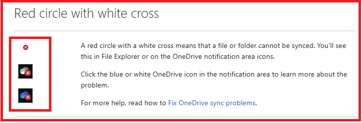 Det finns ett rött kryss på ikonen OneDrive och det står Ingen ...