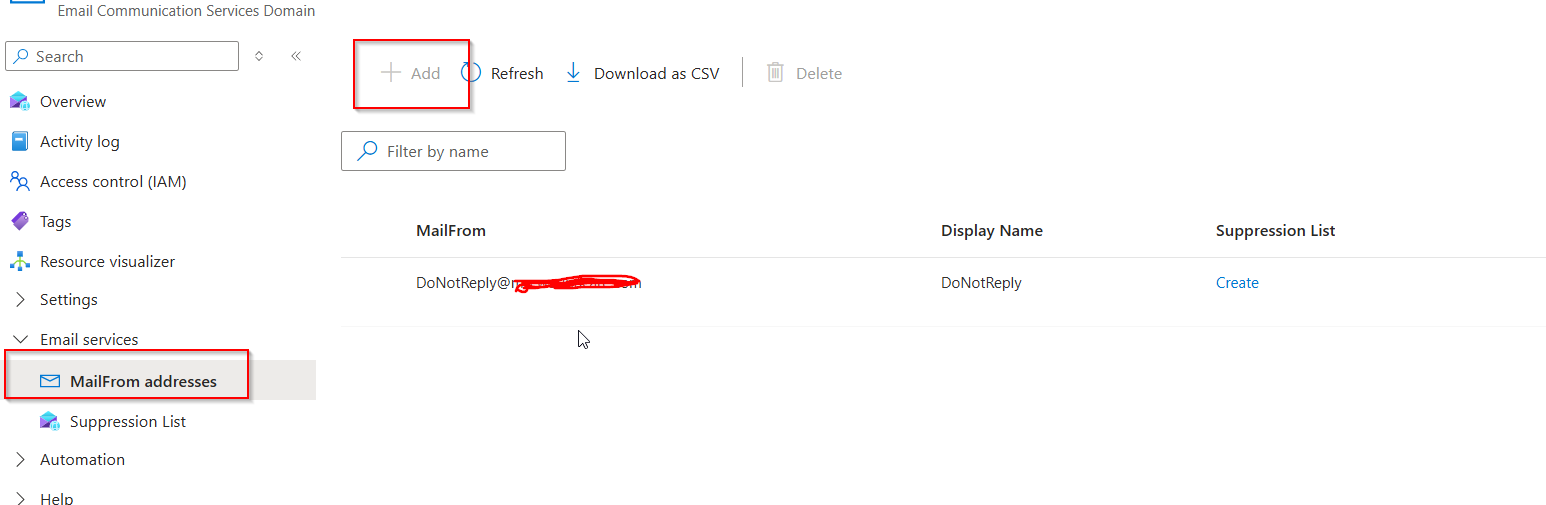 Azure Communication Service - ACS for emails, We are not able to change ...