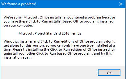 Office 2016 and Project 2016 Installation Problem - Microsoft Q&A