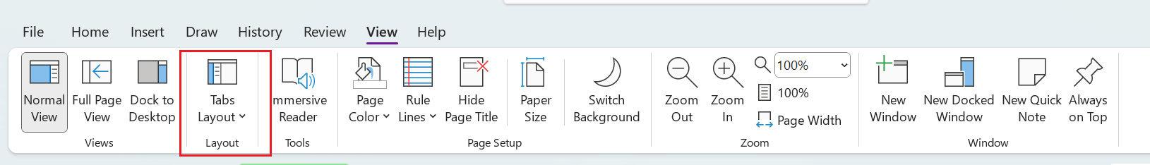 I don't see tab layout in onenote View menu - Microsoft Q&A