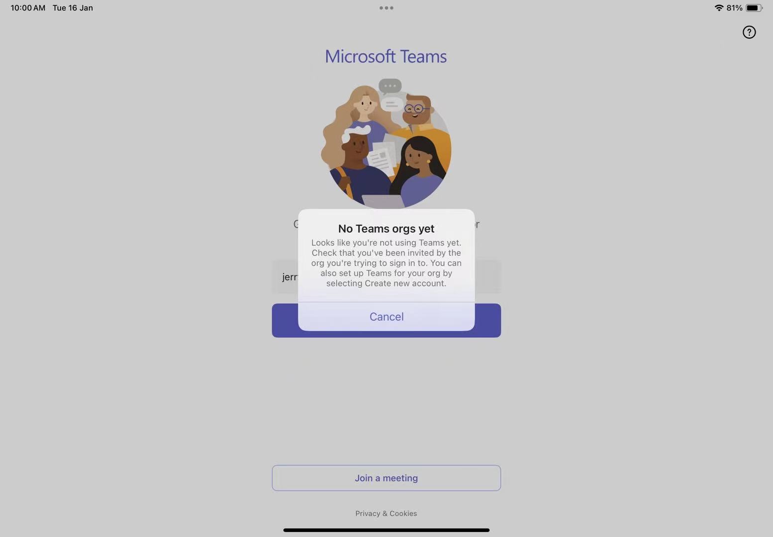 cant not sign in to teams account via ipad or iphone but i can sign via ...