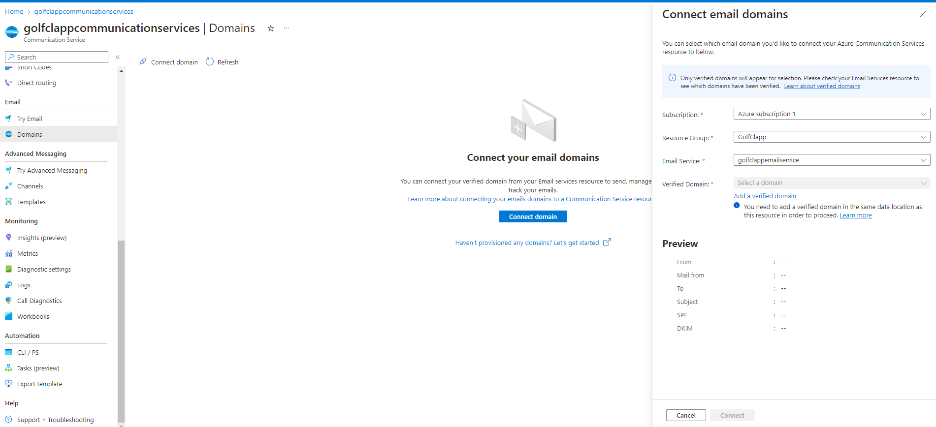 Cannot connect to an already created and verified domain - Microsoft Q&A
